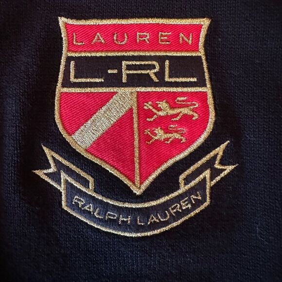Lauren Ralph Lauren Embroidered Logo Crest NWOT Black 1/4-Zip Sweater Size Med - Picture 5 of 9